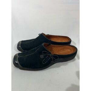 Naturalizer Suede Bow Slip On Mules Clogs Women's Shoes Comfort Black Size 9M